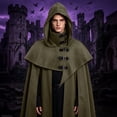 thumbnail image 3 of Medieval Hooded Cloak For Men, Renaissance Cowl Shawl Scarf, Halloween Festival Short Poncho Cape Accessories, 3 of 7