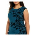 thumbnail image 3 of JESSICA HOWARD Womens Teal Sleeveless Above The Knee Sheath Dress Plus 16W, 3 of 4