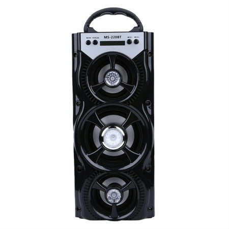 Pc Bluetooth Speakers bluetooth Portable Speaker Wireless Bass Stereo FM Radio Black Pc Tablet AUX USB Can Use for Bible player LED Backlit TF Card Playing Outdoor/Indoor Christmas Party ()