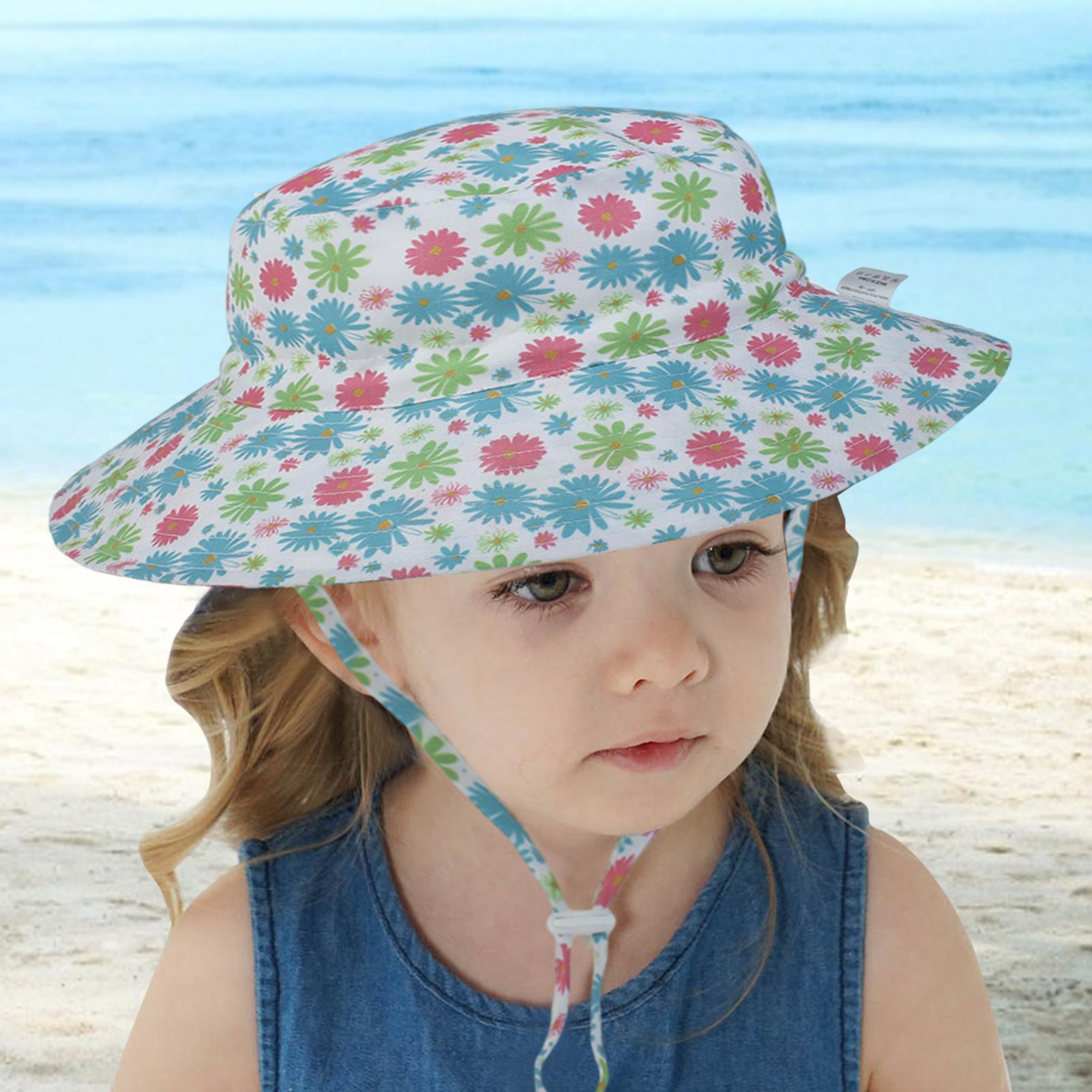 YMYDYFC Baby Girl Sun Hat Summer Beach Hats with UPF 50 Toddler Infant with Wide Brim Strap Outdoor Bucket Hat
