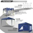 thumbnail image 4 of HOTEEL Pop up Canopy Tent 10x10 Commercial Instant Canopy with 4 Sidewalls & Carry Bag,Portable Tent for Parties Beach Camping Party Event Shelter Sun Shade,Dark Blue, 4 of 14