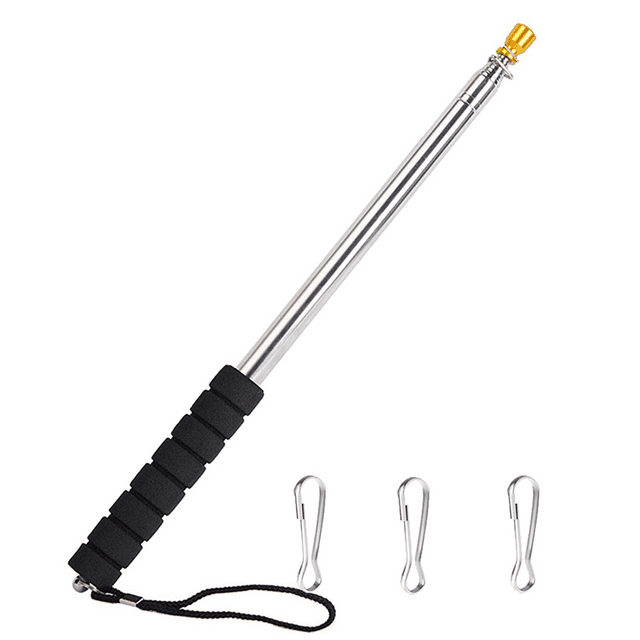 Mât de Drapeau Télescopique 9,8 Pieds, Mât de Drapeau Portable Extensible en Acier Inoxydable avec Poignée Antidérapante