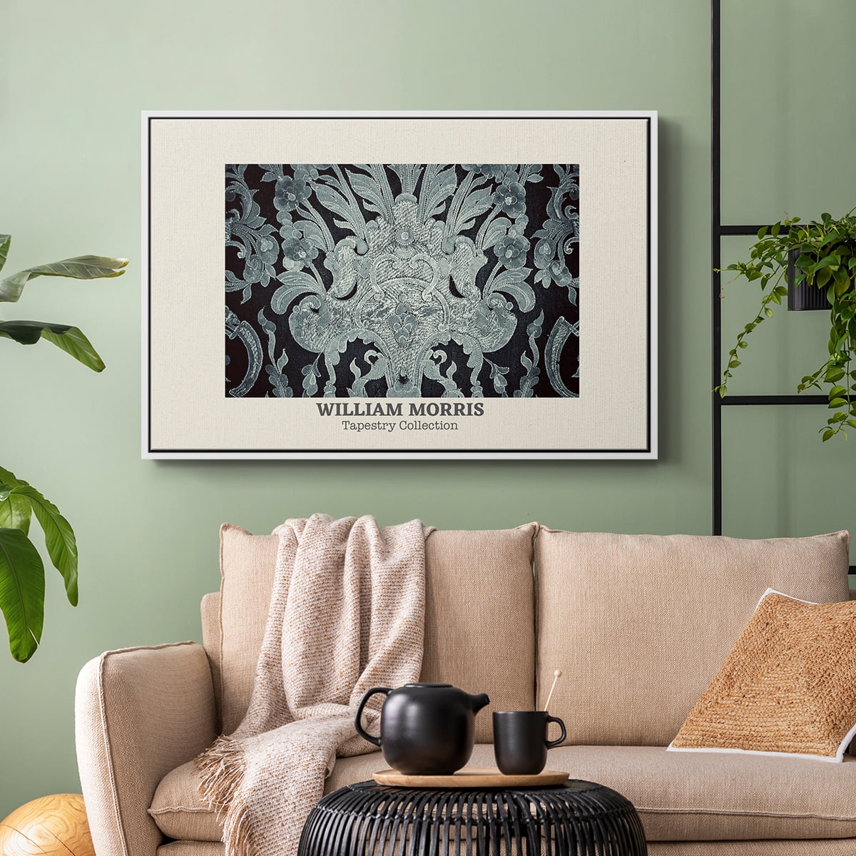 Vintage Abstract Print-XLII Framed in White Wood Gallery Wrapped Canvas 25 in. x 37 in.