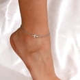 thumbnail image 3 of Ankle Bracelets for Women Dainty 18K Gold Plated Anklet Waterproof Round Beaded Paperclip Herringbone Pearl Chain Anklets Waterproof Beach Foot Jewelry, 3 of 6