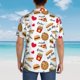 thumbnail image 4 of Balery Fast Food Camisas hawaianas de manga corta para hombre, camisas playeras de corte holgado, camisas de vacaciones con botones,Small, 4 of 7