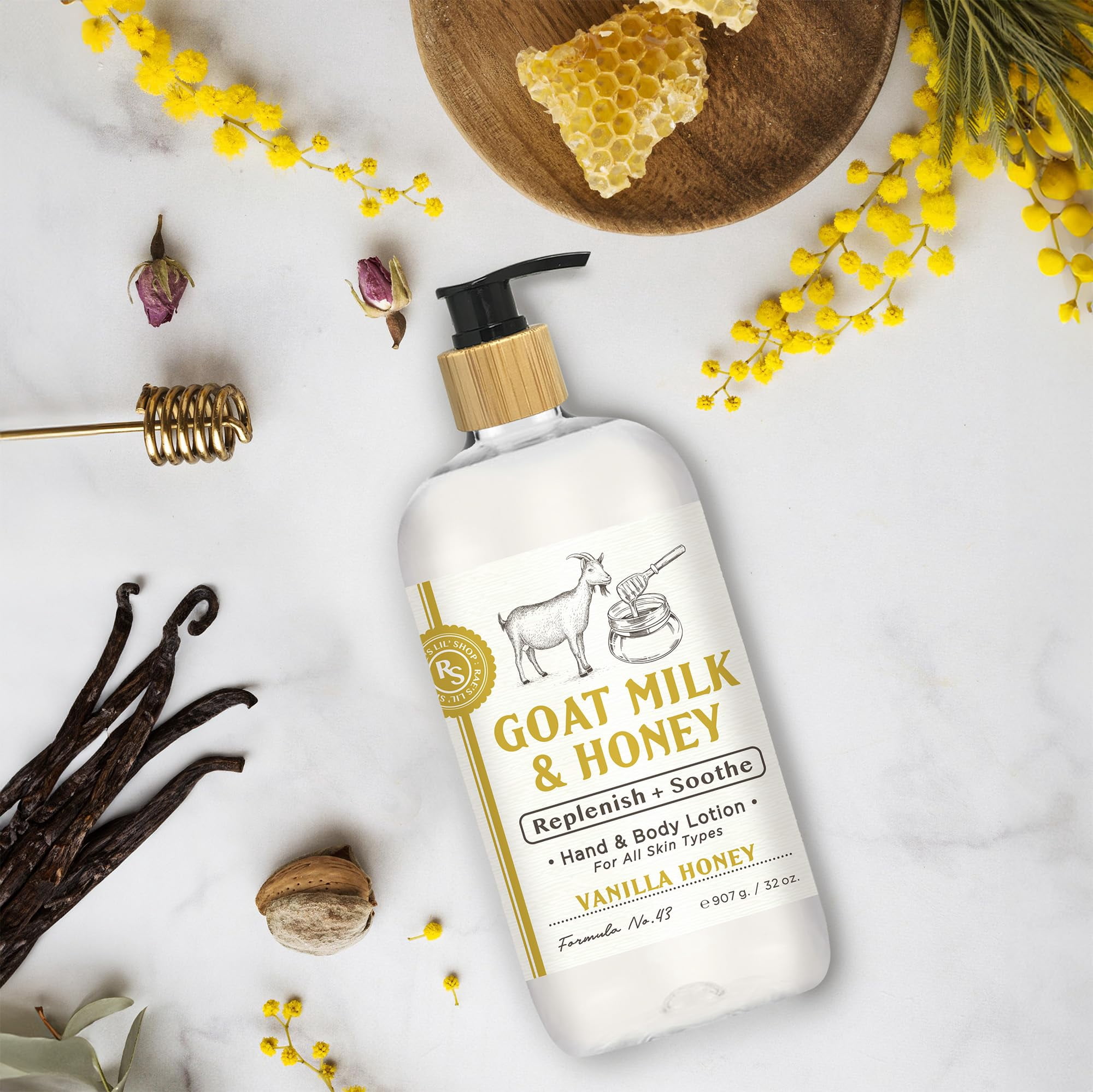 Raes Lil Shop Goats Milk Hand & Body Lotion, Coconut Almond and