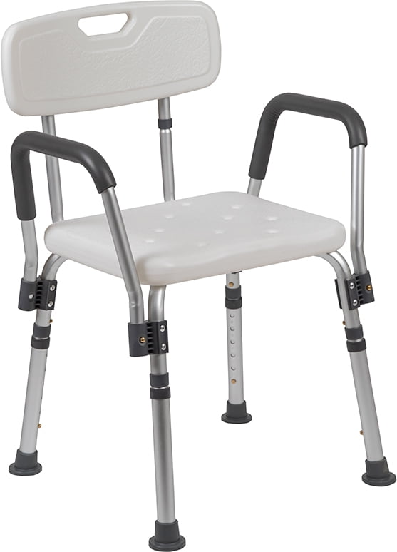 300 Lb. Capacity Quick Release Back & Arm White Shower Chair