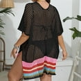 thumbnail image 4 of Njoeus Women's Oversized Crochet Cover Up Beach Dress Bikini Beachwear Color Block Coverups Casual Vacation Loose Summer Swimsuit Cover Ups for Women, 4 of 6