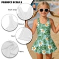 thumbnail image 4 of DISNIMO Girls Swimsuit Palm Tree Print Girls One Piece Bathing Suit with Skirt Monstera Plumeria Print Sleeveless Hawaiian Swimwear, 4 of 8