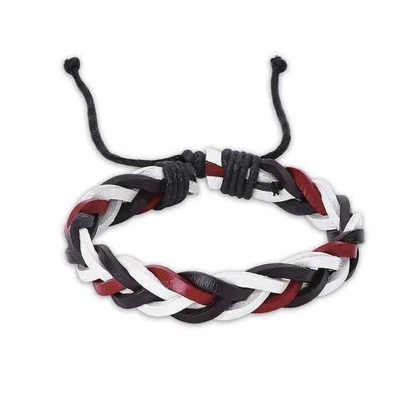 Leather Bracelet Adjustable Size Handmade 11mm Stretch Design L485