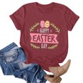 thumbnail image 4 of Pxiakgy Liquidation! Joyeuses Pâques! T-Shirts pour Femmes, T-Shirt Graphique Lapin de Pâques, T-Shirts de Vacances Œuf de Pâques, Mode Féminine Col Rond Manches Courtes T-Shirt Imprimé Pâques Vin TG, 4 of 4
