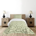thumbnail image 4 of Ambesonne Fruits Quilted Bedspread Set 2 Pcs, Vintage Abstract Grunge, Twin Size, Olive Green and Pale Green, 4 of 5