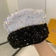 thumbnail image 5 of 1 boina de moda para mujer, elegante boina con lentejuelas, hermoso gorro de invierno (blanco), 5 of 6
