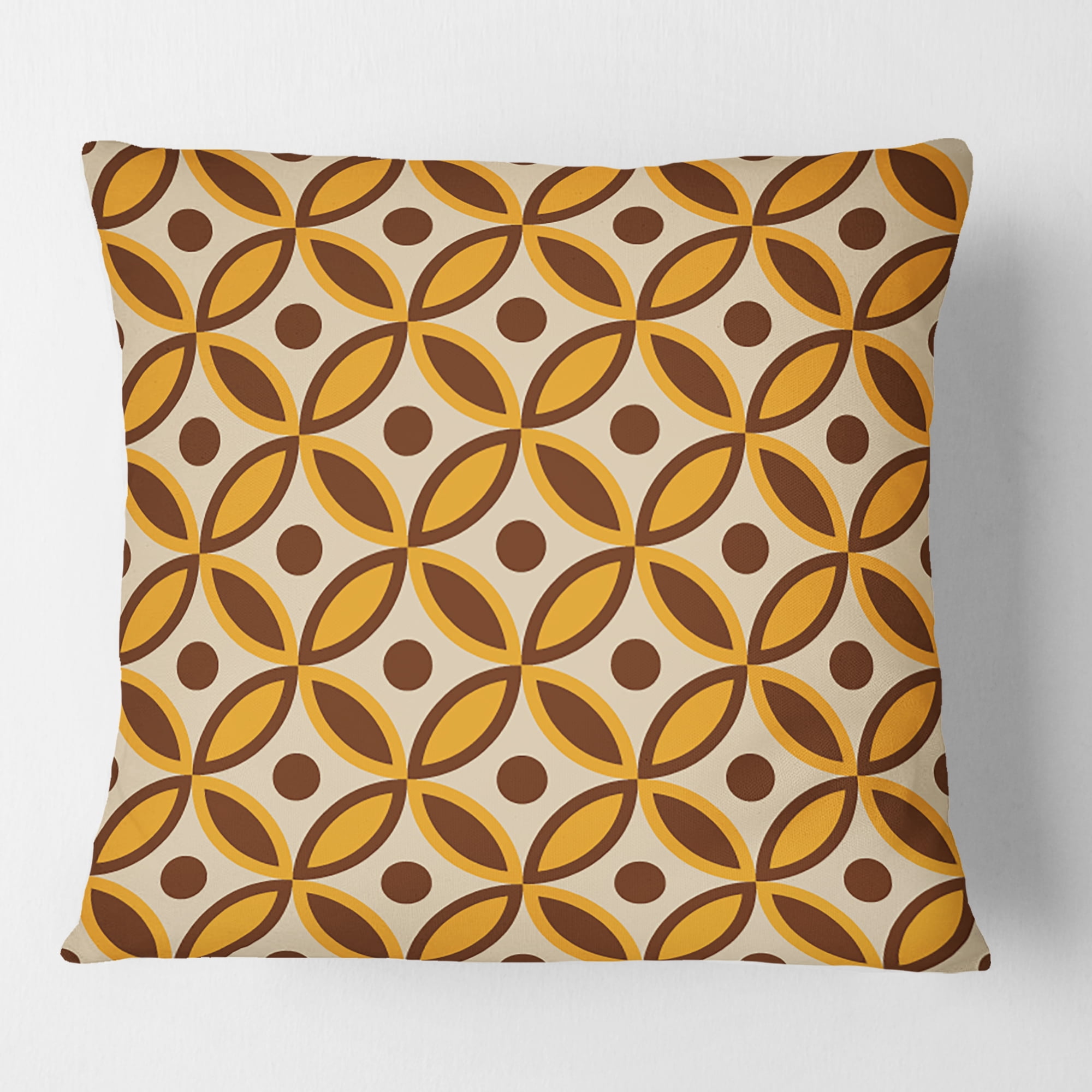 Designart Retro Ornamental Design V' Mid-Century Modern Throw Pillow - 18x18