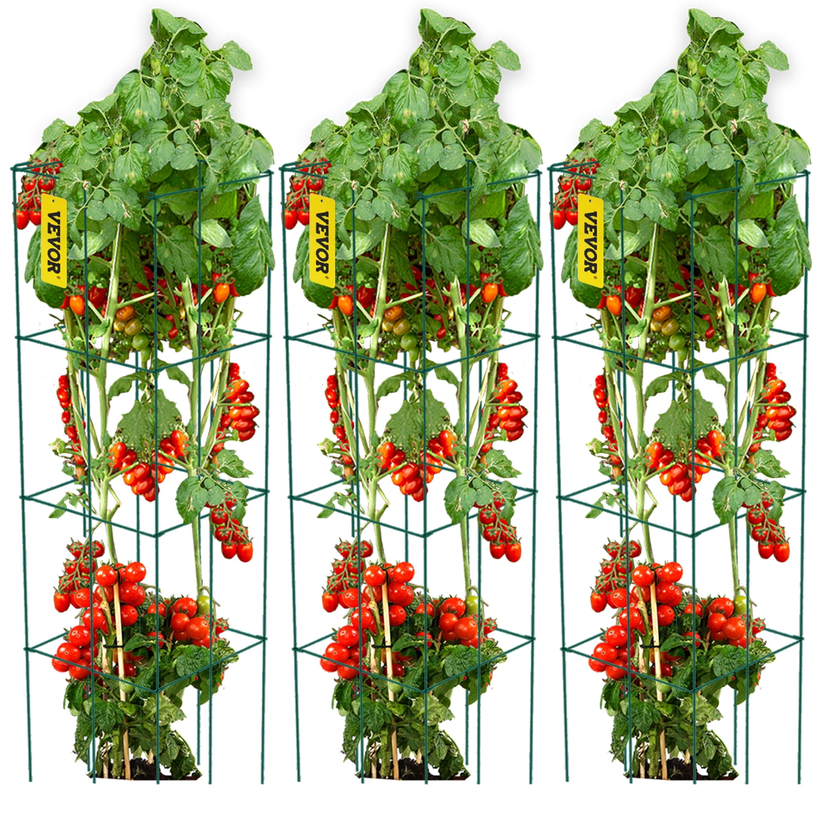 VEVOR 3 Pack Square Folding Tomato Cages 39" Plant Support Stake Tower