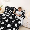 thumbnail image 3 of Homewish Happy Halloween Ghost Queen Sheets,Tiny Dot Print Queen Sheet Sets,Black White,4-Piece,1 Flat Sheet,1 Fitted Sheet and 2 Pillowcases, 3 of 6