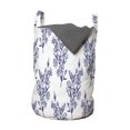 thumbnail image 1 of Botanical Laundry Bag, Demonstration of Floral Theme Natural Motifs Along Bluish Lilium Flowers, Basket with Handles Drawstring Closure for Laundromats, 13" x 19", Indigo and White, by Ambesonne, 1 of 4