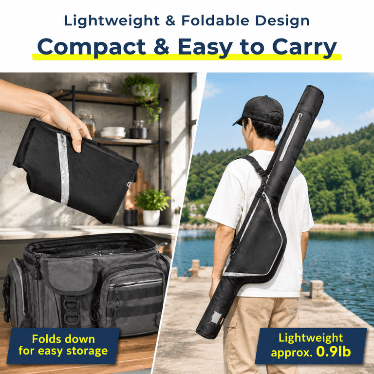 Fishing Rod Case With Reel Stor| Holds Rods Reels Attached Lightweight ...