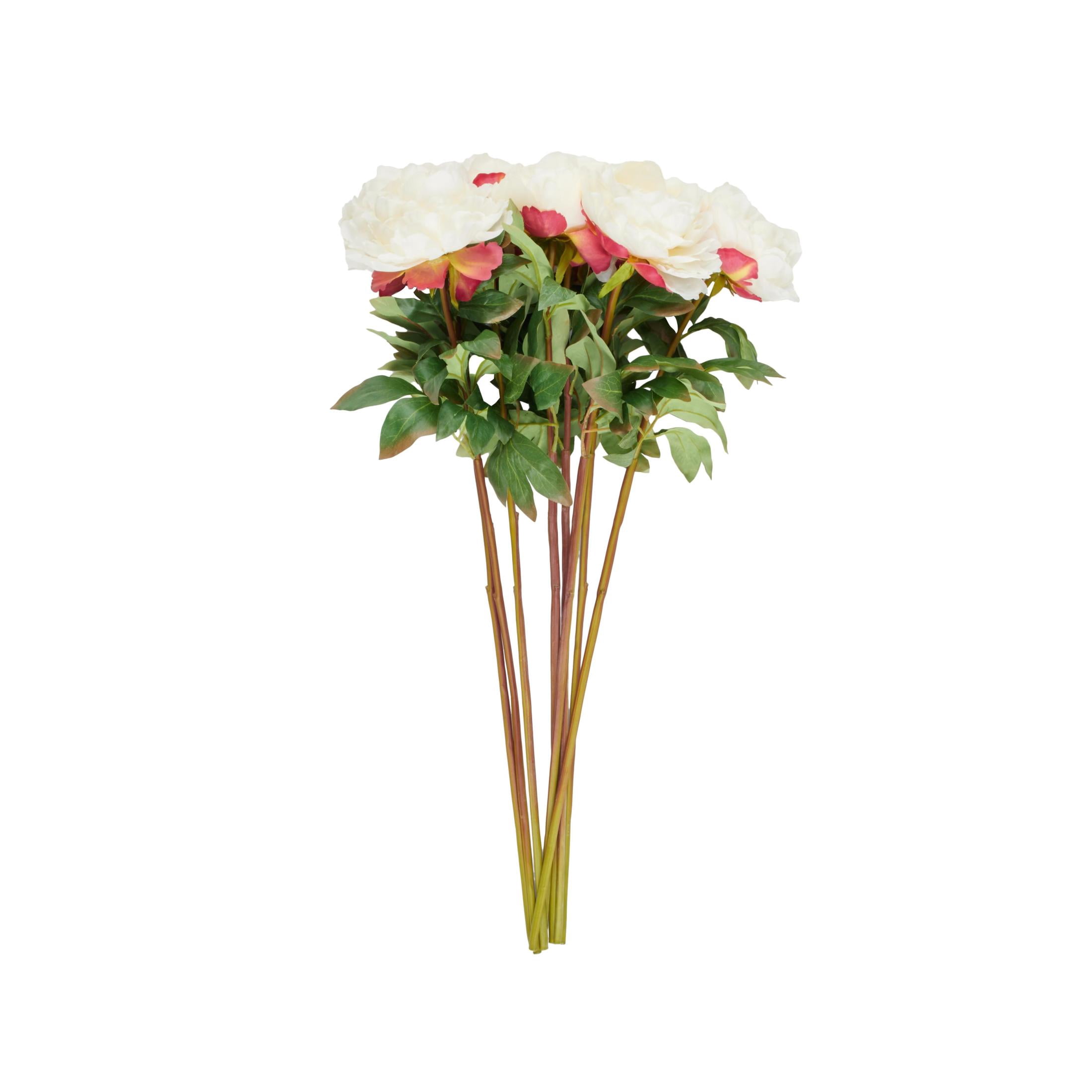 31" Plastic Floral Tall Peony Artificial Flower Stem in Pink Accents, by DecMode (8 Count)