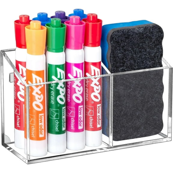 Magnetic Dry Erase Marker Holder for Whiteboard,Non-slip Acrylic Magnet Pen Holder for Fridge Refrigerator,Locker Organizer for Work,Locker Accessories,Pencil Cup for Desk,Marker Organizer (2PCS)