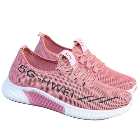 

Woman Lightweight Lacing Sneaker Breathable Mesh Surface Casual Mother Shoes for Office Home Outdoor Wear 39 Pink