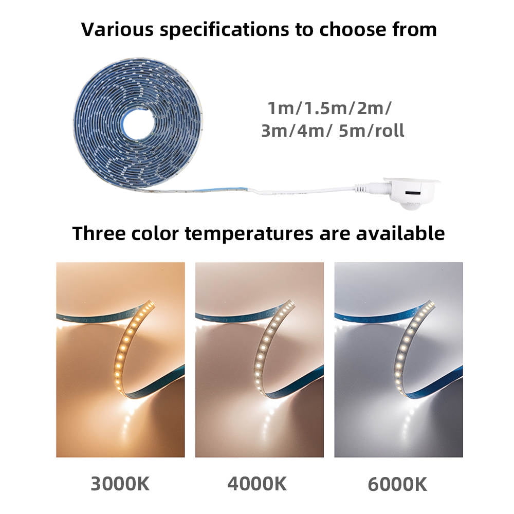 YI LIGHTING LED 5FT Motion Activated Strip Lights, Plug-in LED Night Light Waterproof for Bed Kitchen Stair 6000K