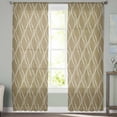 thumbnail image 3 of Brown Stripes Sheer Curtains 63 Inch Length 2 Panels Set, Semi Transparent Voile Rod Pocket Curtains for Living Dining Room Bedroom Drapes Simple Geometric Modern Monochrome, 3 of 8