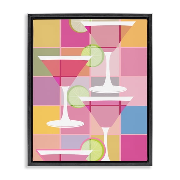 Stupell Industries Glam Cocktail Squares Design Black Floating Frame Canvas Art, 17 x 21, by SD Graphics Studio