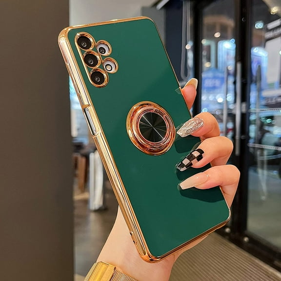 Compatible for Samsung Galaxy A53 5G Case,Electroplated Anti-Scratch Cases with 360°Ring Holder Kickstand,Soft Flexible TPU Bumper Shockproof Case for Samsung Galaxy A53,Green