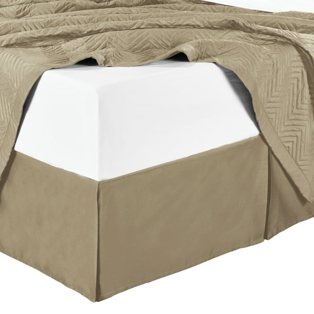 Bed Skirt 100 Cotton Solid 300TC, Split Corner, 15Inch Tailored Drop Pleated Dust RuffleTwin