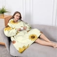 thumbnail image 5 of Oversized Wearable Blanket Hoodie,Yellow Small Flower Sunflower Pattern Sherpa Blanket Hoodie with Super Pockets,Super Warm Fuzzy Pullover for Women & Men, 5 of 6