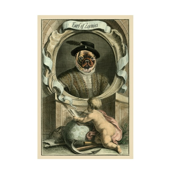 Canvas Wall Art - Alicia Longley 'Royal Dog Portrait V' Wall Art for Living Room, Bedroom, or Office Décor by Trademark Fine Art - 12 x 19 Inches
