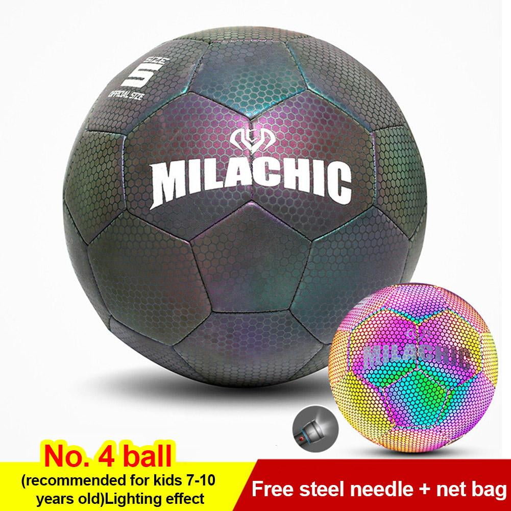 Size 4 5 Light Up Led Soccer Ball Luminous Fluorescent Glows In The Dark Students Exam Training Football Walmart Com Walmart Com