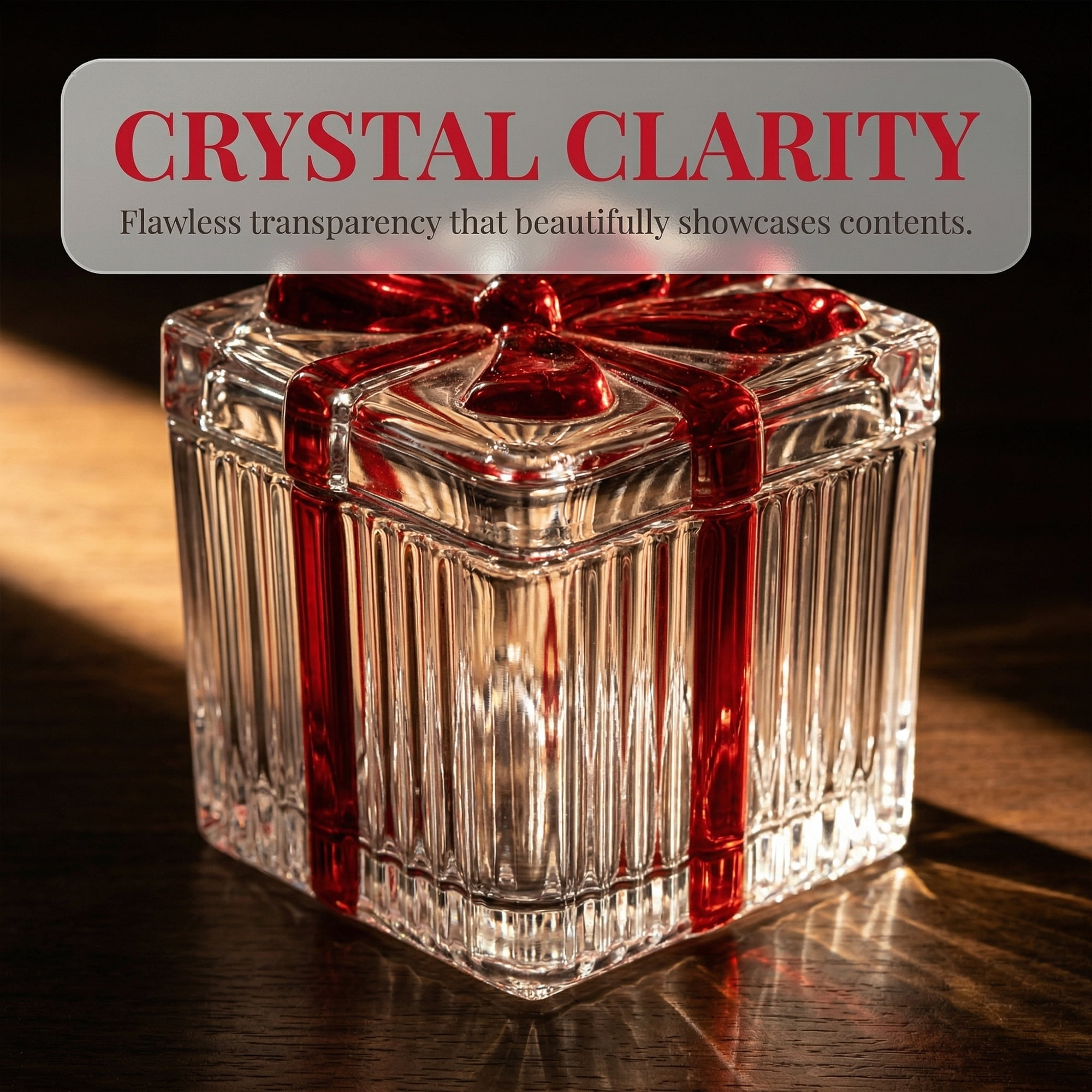Unique Bargains 6.1oz/180ml Ribbed Glass Candy Jar Clear Square 2.8"L x 2.8"W x 2.5"H