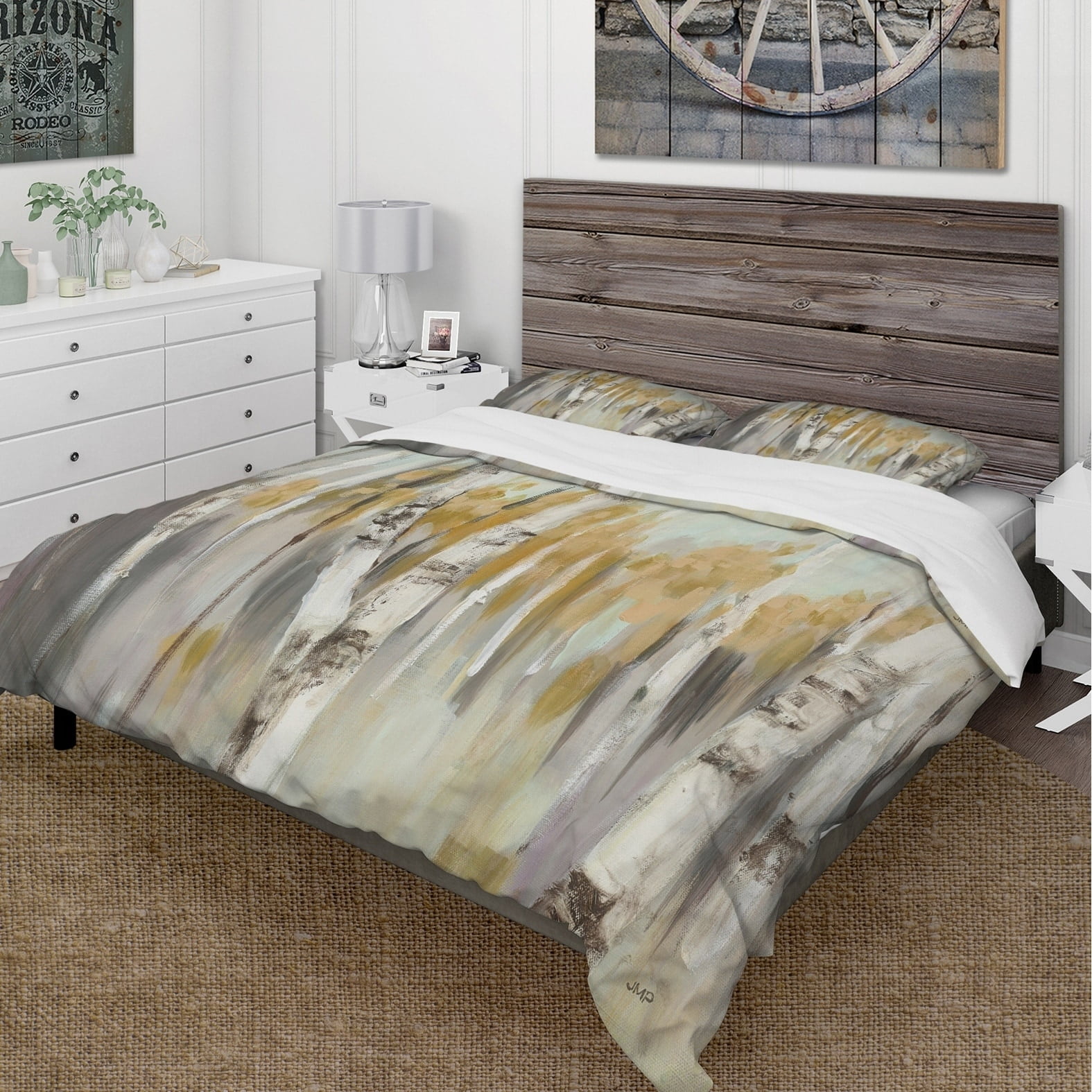 Design Art Designart Silver And Yellow Birch Forest Cottage Design Art Designart Silver And Yellow Birch Forest Cottage Bedding Set Duvet Cover Shams