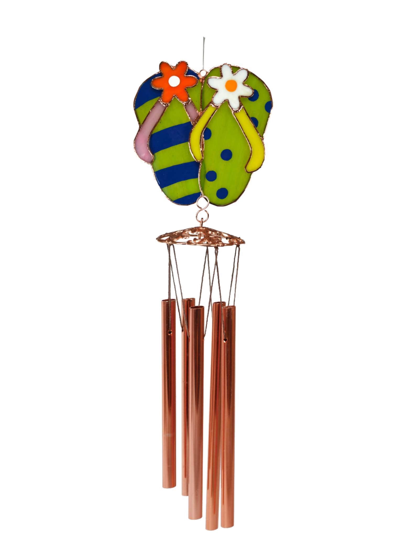 Home & Garden Flip Flop Wind Chime Glass Hand Crafted Flower Yard Decor Ge285