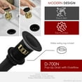 thumbnail image 2 of Stylish Black Pop-Up Drain with Overflow D-700N2, 2 of 12