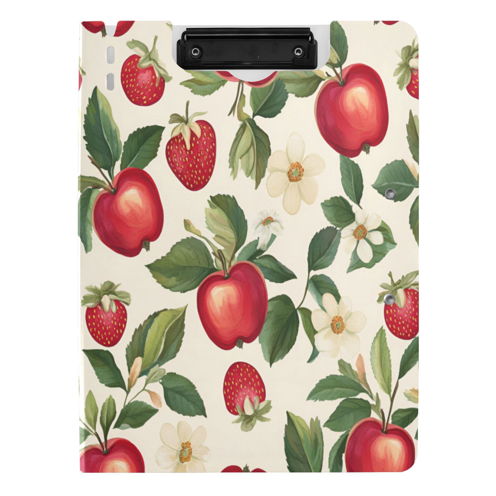 FORMRS A4 Clipboard Folder with Pen Holder Horizontal Foldable School Office Binder, Apple Leaves Pattern