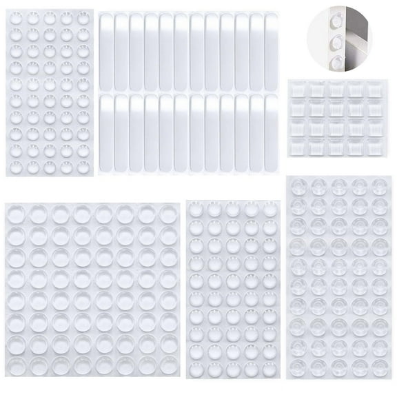 VEGCOO 258-Piece Self-Adhesive Silicone Bumper Pads, Multi-Size Noise Dampening Pads for Doors, Furniture, and Cabinets (Transparent)