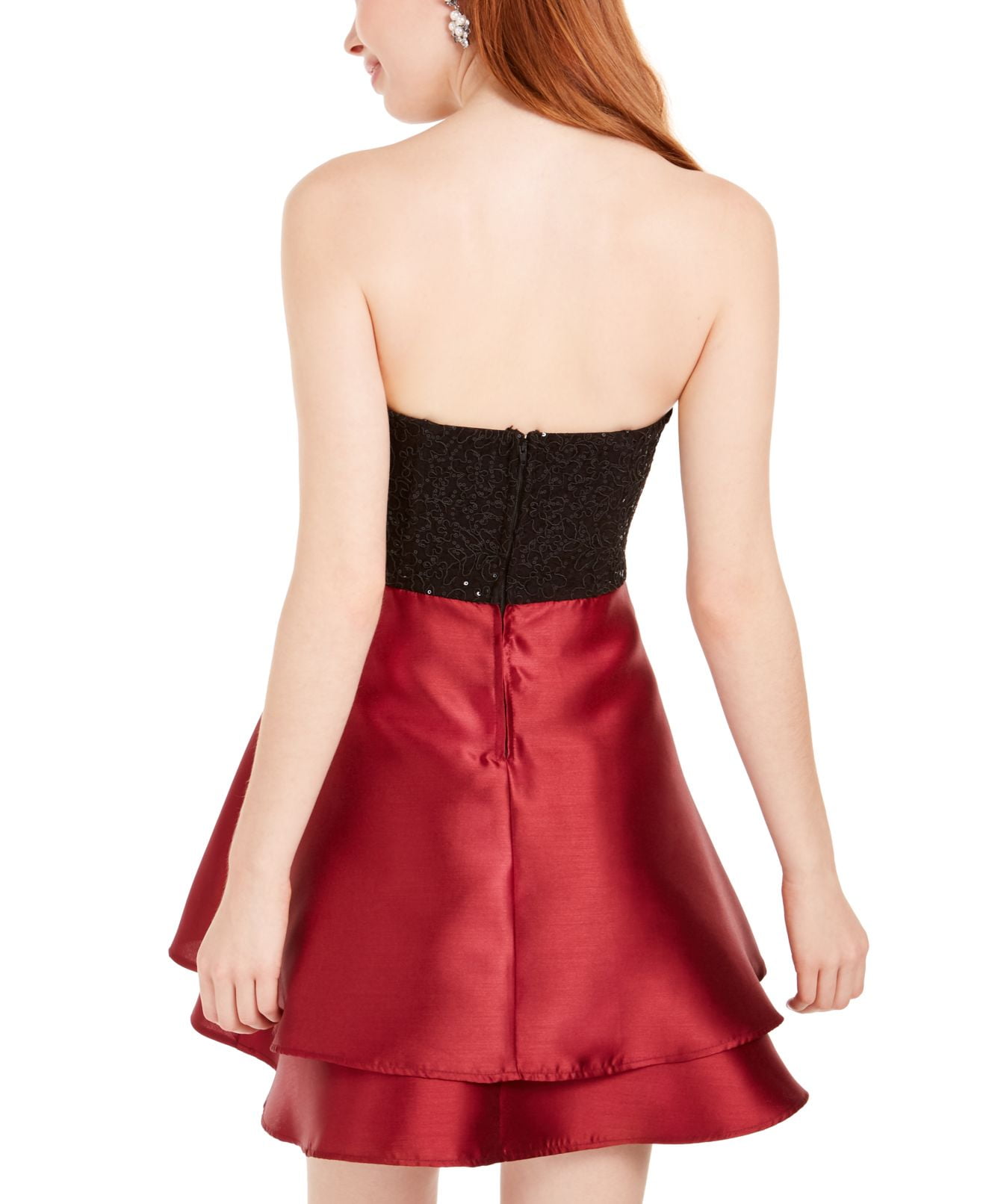 red strapless skater dress Red Tulle Mini Dress - Skater Mini Dress - Strapless Mini Dress