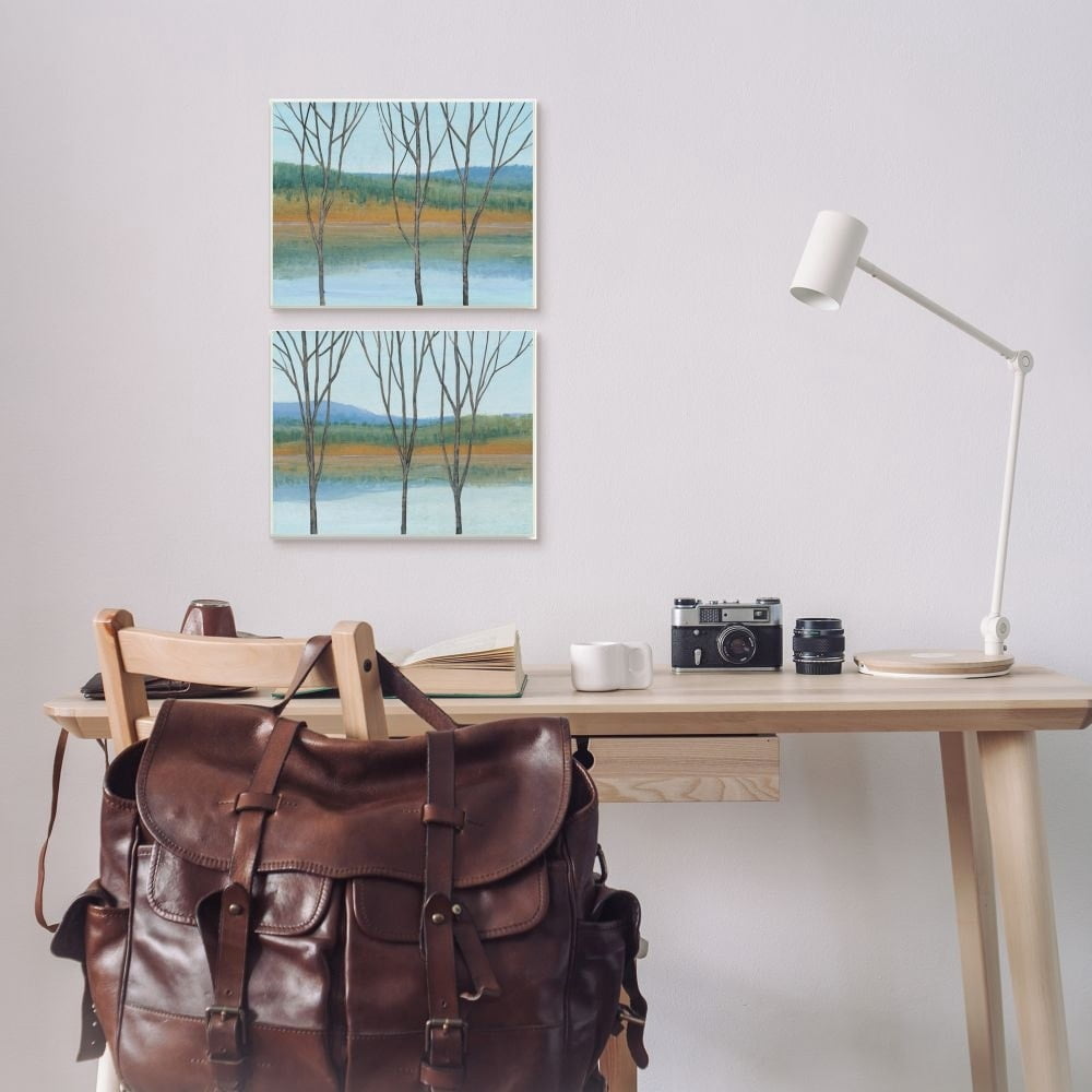 Stupell Industries Lakeside Landscape With Bare Trees Nature Painting Designed by Tim OToole