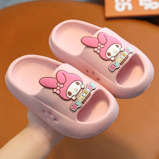 Sanrio-Zapatillas de Hello Kitty Cinnamoroll para niños y niñas, bonitas Zapatillas de casa para interiores, de baño, de verano