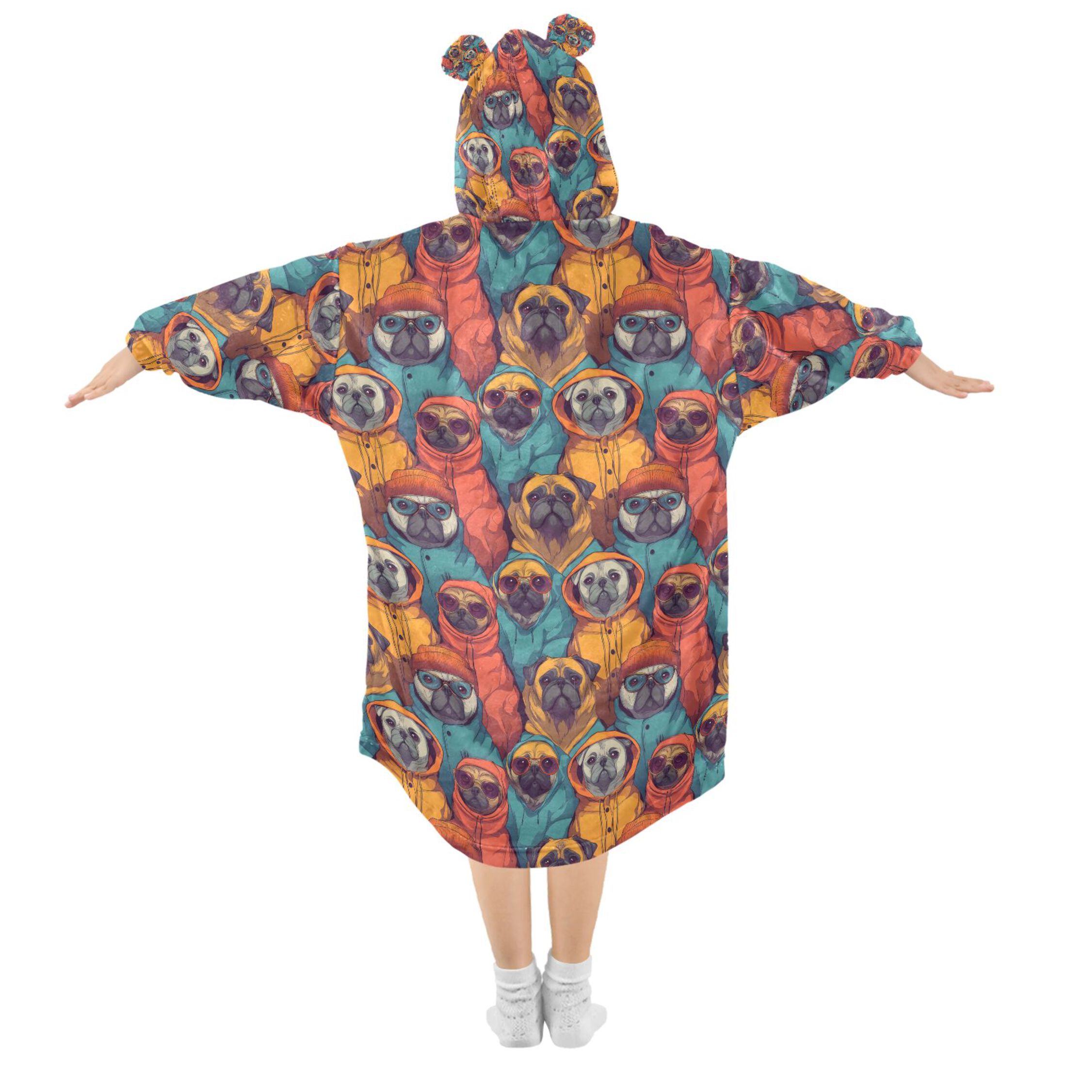 joogoo Blanket Hoodie for Trendy Pug and Bulldog Oversize Sweatshirt 3-14 YR L