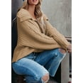 thumbnail image 5 of Asyoly Women Deep V Neck Pullover Sweater Long Sleeve Casual Solid Color Classic Crochet Knit Jumper Loose Tops, 5 of 6