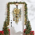 thumbnail image 6 of laqbezok Christmas Teardrop Swag with Lights, 23" Red Artificial Christmas Swag with Velvet Bow and Baubles, Artificial Winter Swag Garland for Outdoor Front Door Window Stair Decoration (Golden), 6 of 14