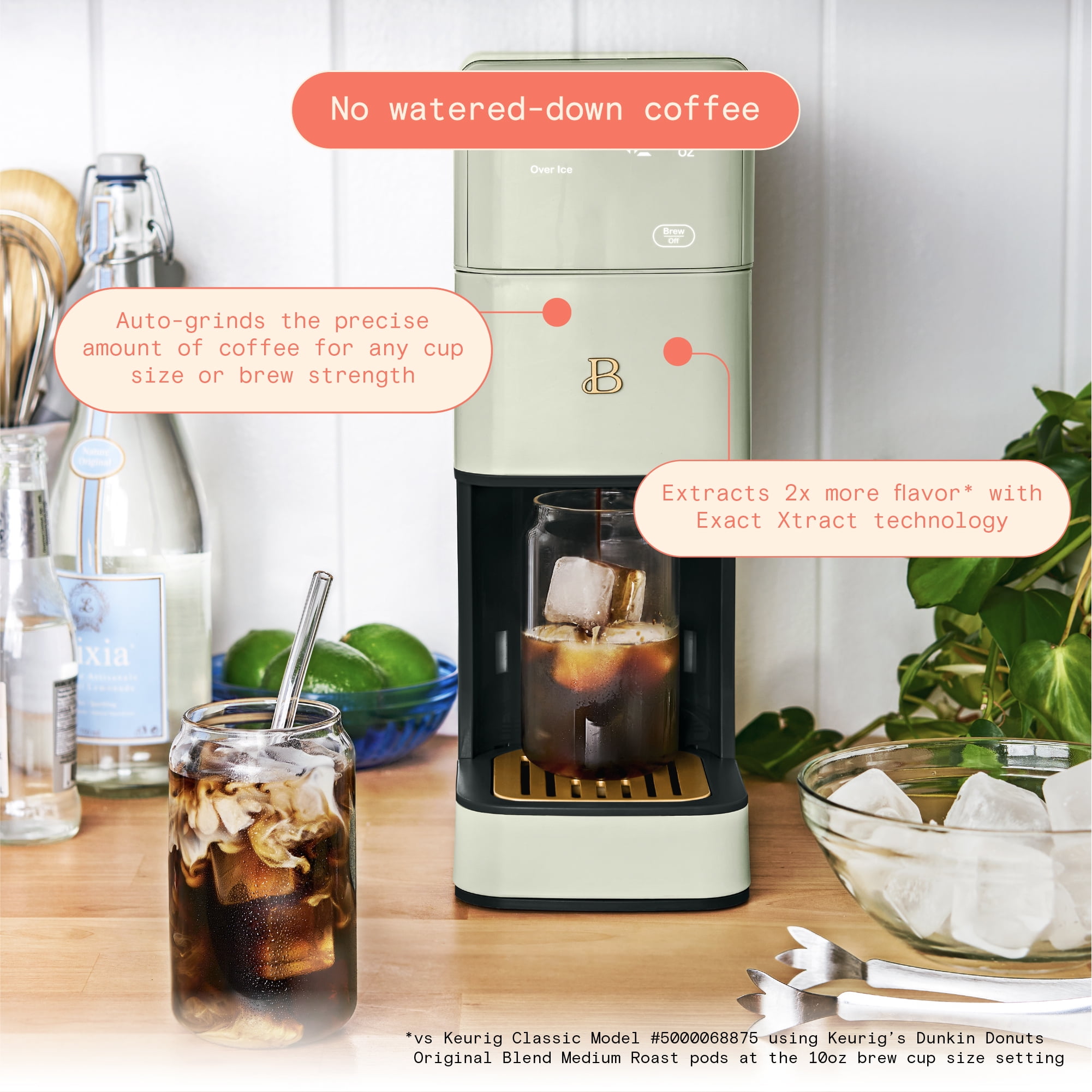 Beautiful Perfect Grind™ Programmable Single Serve Coffee Maker, Sage Green by Drew Barrymore