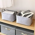thumbnail image 2 of Collapsible Storage Bins Cozival Foldable Storage Bin with Cotton Rope Handles, Collapsible Organizer Basket for Home, Office, Or Playroom, Multipurpose Use for Supplies And Essentials, Grey, 2 of 6