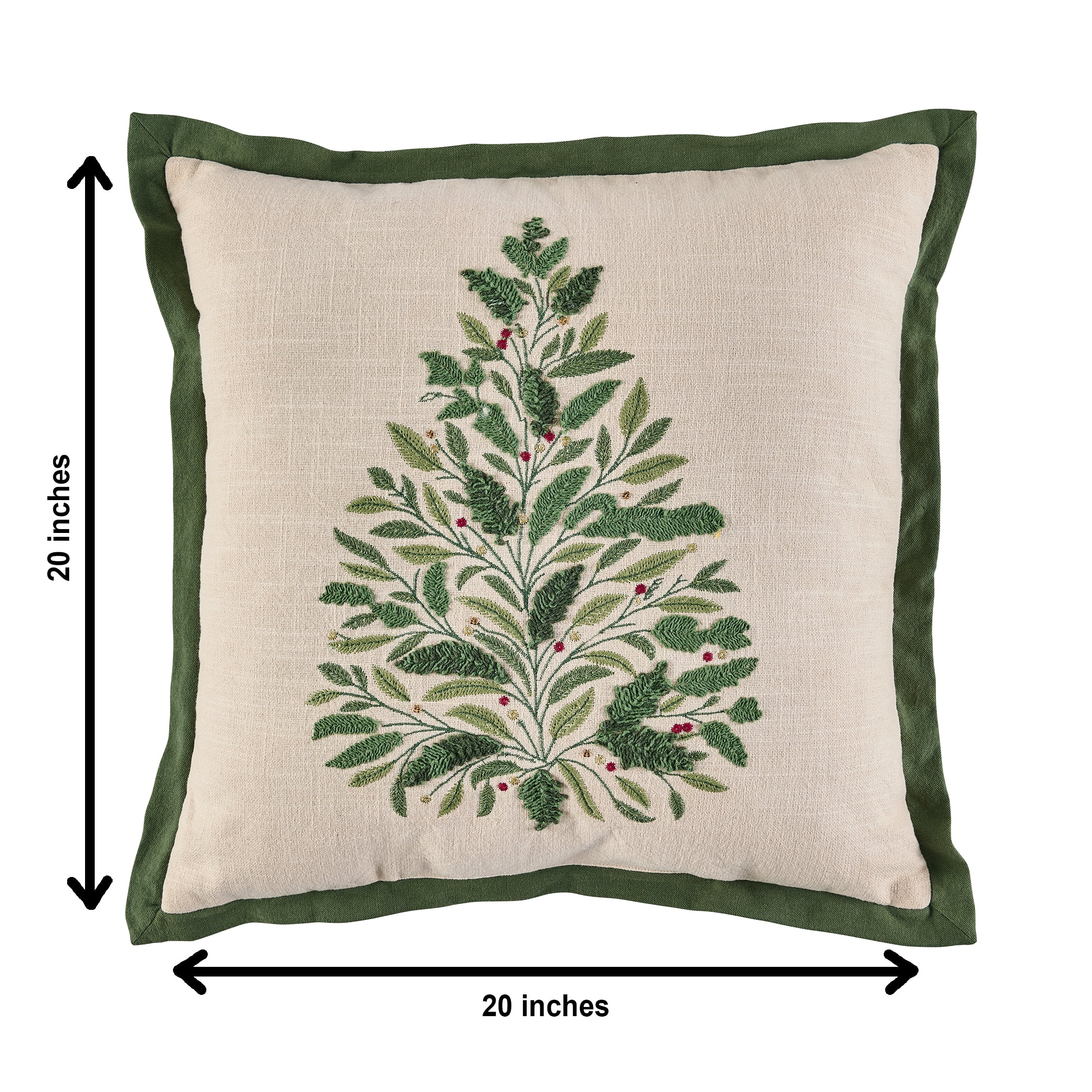 Better Homes & Gardens 20x20 Green Embroidered Holiday Tree Throw Pillow