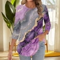 thumbnail image 7 of Jsaierl Women's 3/4 Length Sleeve Tops Summer Round Neck Shirts Trendy Graphic Petite Blouses Flowy Dressy T-shirts Top S-3XL, 7 of 7