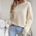 thumbnail image 2 of RYRJJ Womens Oversized Sweaters Fall Crew Neck Long Sleeve Drop Shoulder Pullover Casual Cable Knit Chunky Sweater Tops(Beige,L), 2 of 9